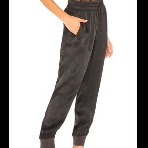 Anthropologie Black Satin Jogger